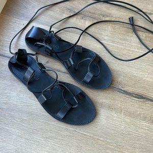 Madewell leather ankle lace-up sandals size 6.5